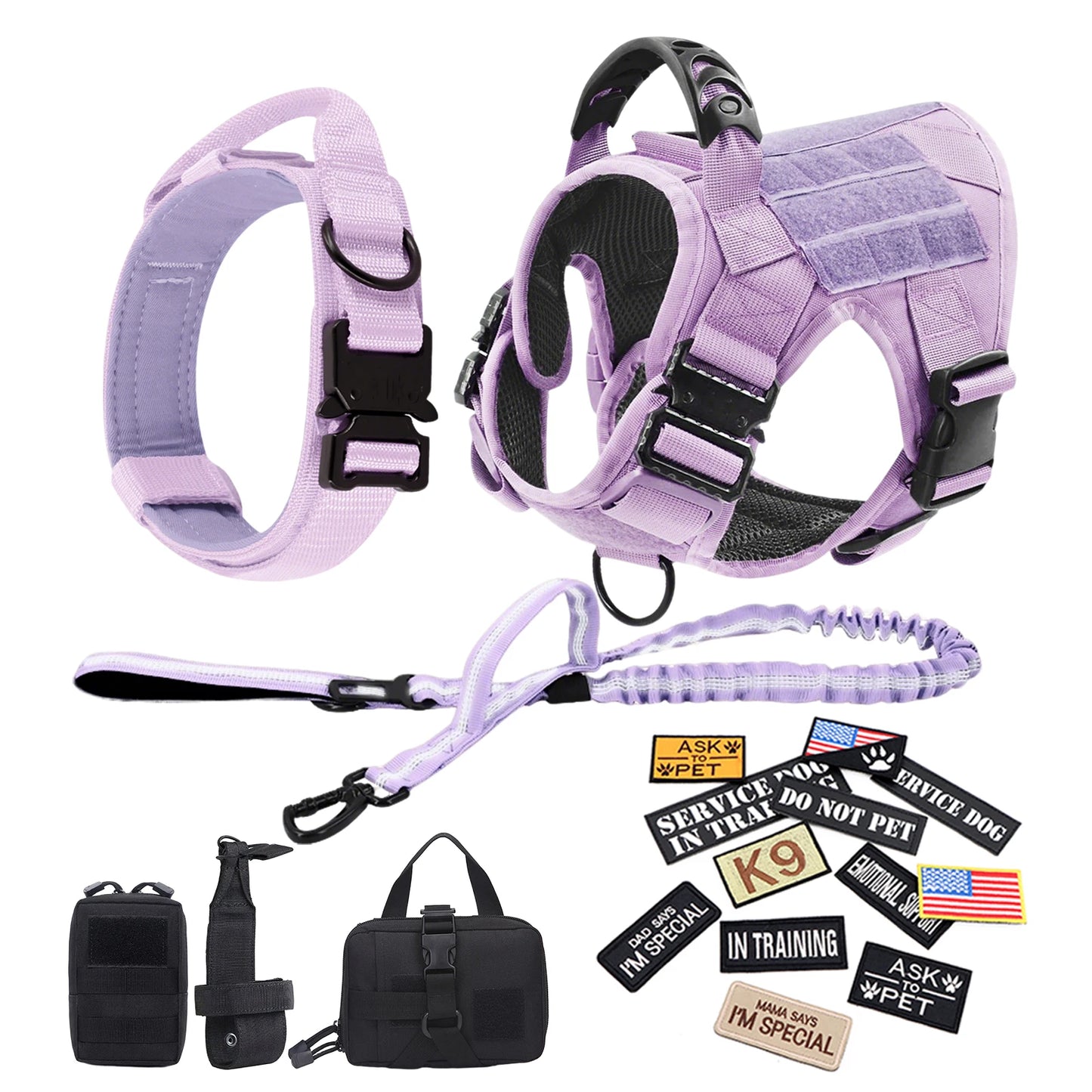 Military Pink Camouflage Dog Harness For Large Medium Dogs Harnesses Leash Adjustable Pet German Shepherd Tactical Training Vest