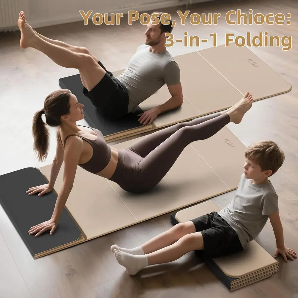 Thick 10mm TPE Yoga Mat, 75 Long x 26 Wide, Soft & Comfortable, 0.4 Folding, Portable for Fitness & Outdoor Use