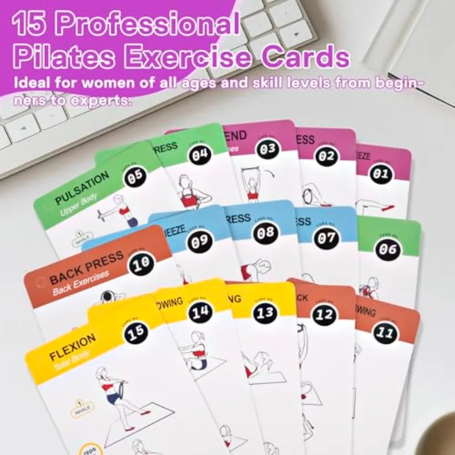 Pilates Ring Ball Equipment Kit - 27Pcs, 12" and 14" Magic Circle Workout Rings, 9.8" Exercise Balls, Workout Cards, Resistance