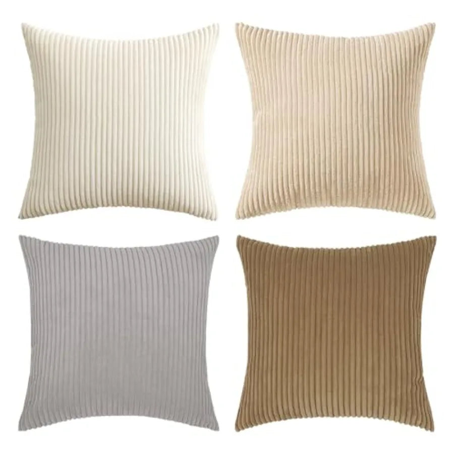 Boho Farmhouse Throw Pillow Covers 18x18 Inch Set of 4 Mordern Nordic Cushion Covers Soft Corduroy Spring Home Decor for Couch