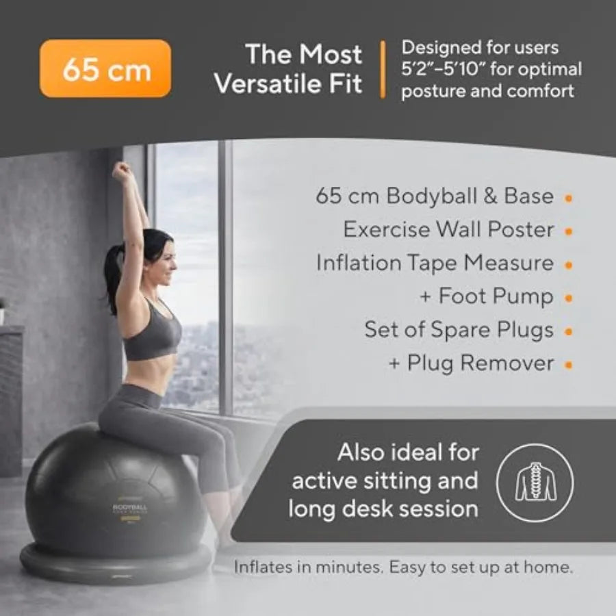 Yoga Exercise Ball Chair for Office Desk with Base, Ideal for Pregnancy, Birthing, Stability Exercises and Fitness. Swiss Stabi