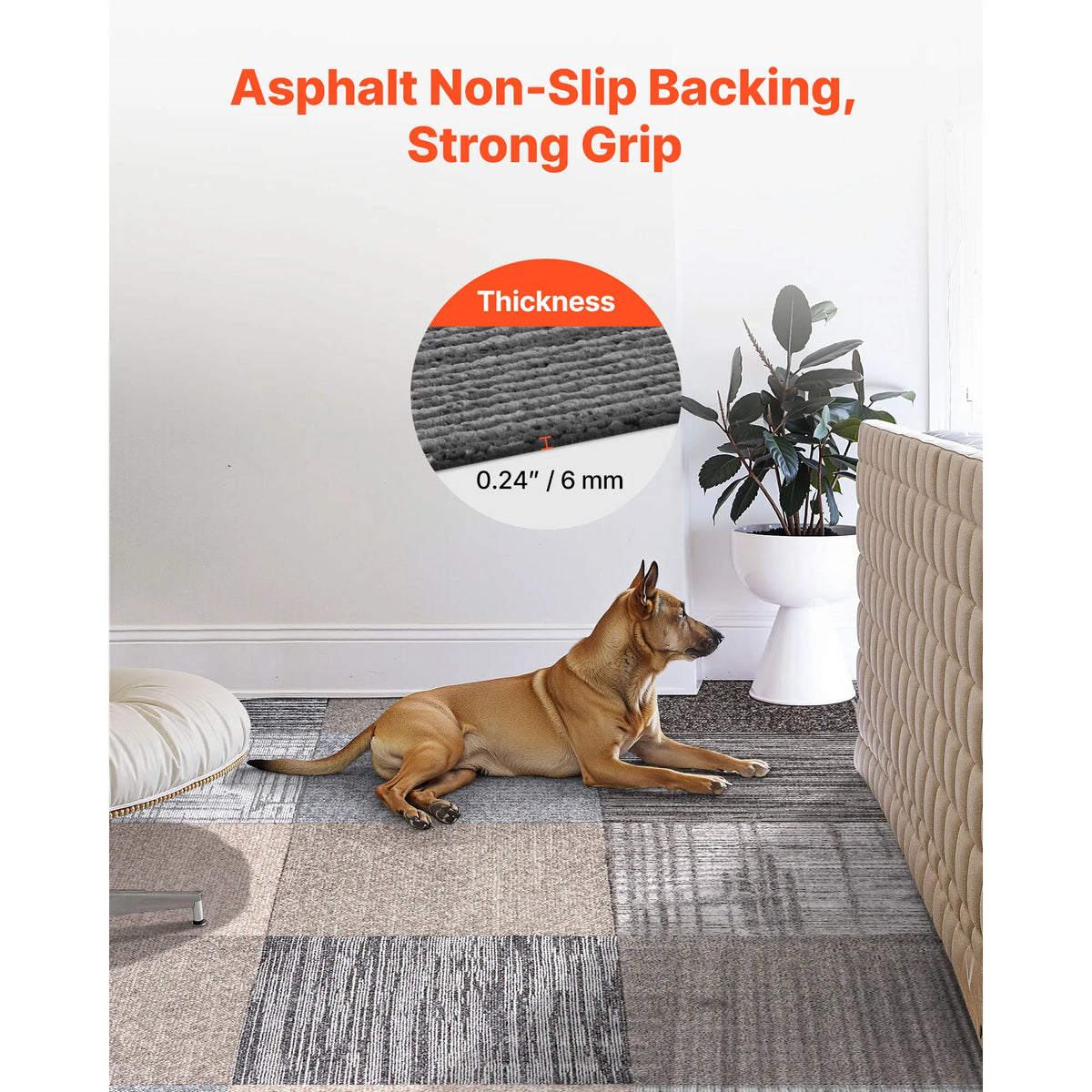 SucceBuy Carpet Tiles Reusable 20x20 inch 24 PCS Floor Soft Padded for Seamless Cover 66.6sq.ft for Living Room Bedroom Indoor