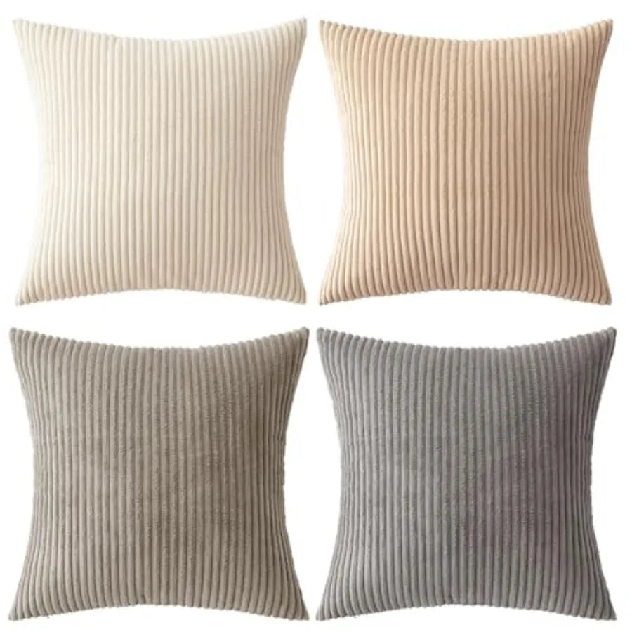 Boho Farmhouse Throw Pillow Covers 18x18 Inch Set of 4 Mordern Nordic Cushion Covers Soft Corduroy Spring Home Decor for Couch