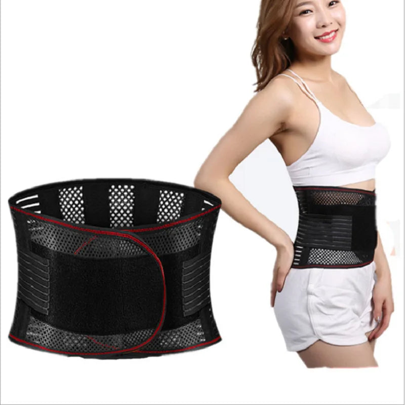‌Breathable Mesh Lumbar Support Belt with Self-Heating for Summer Fitness, Elderly & Adult Waist Pain Relief