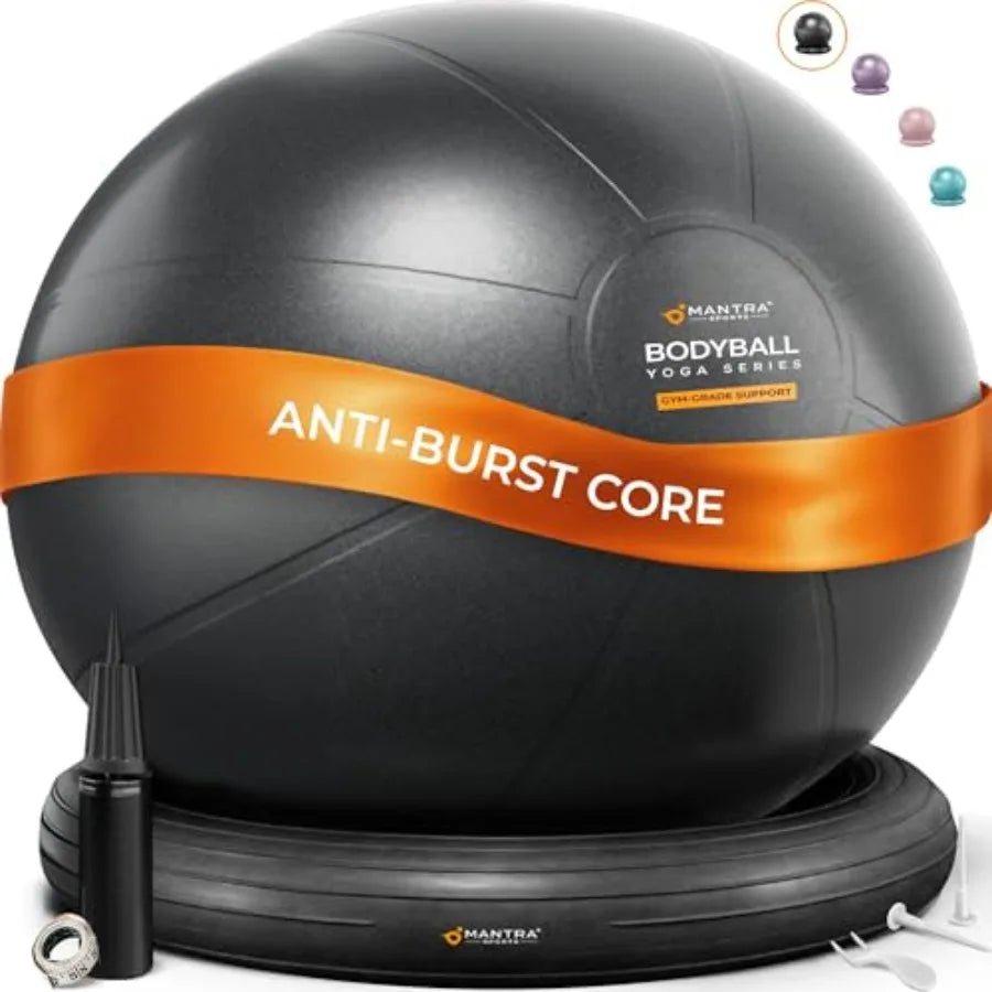 Yoga Exercise Ball Chair for Office Desk with Base, Ideal for Pregnancy, Birthing, Stability Exercises and Fitness. Swiss Stabi