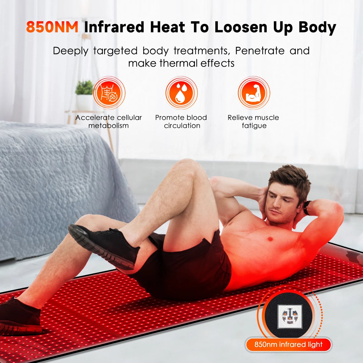 Astarexin 67"×24" Large Red & Near Infrared Light Therapy Mat 1440 LEDs 660nm 850nm, 160W Full Body LED Light Pad for Home Comfort Use