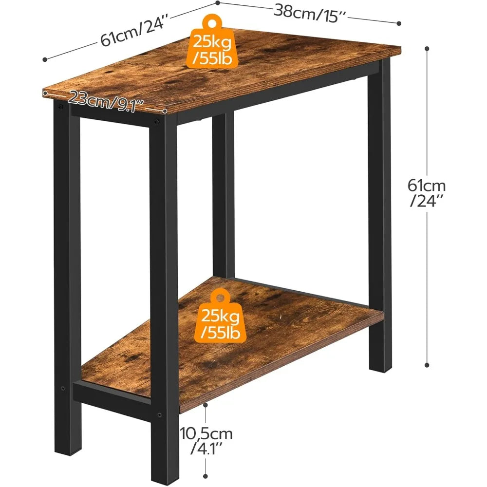 HOOBRO Wedge End Table, Recliner Wedge Side Table with Storage, Industrial Triangle Accent Table for Small Space, Corner, Living