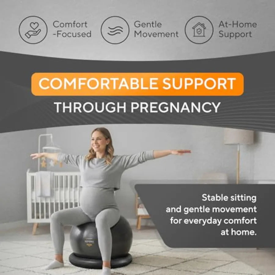 Yoga Exercise Ball Chair for Office Desk with Base, Ideal for Pregnancy, Birthing, Stability Exercises and Fitness. Swiss Stabi