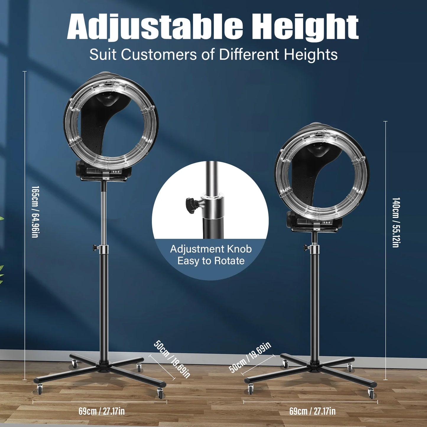 Professional Infrared Hair Dryer - Adjustable Height, Temp & Time Control, Durable Build, Easy Move & Install, Ideal for Salons