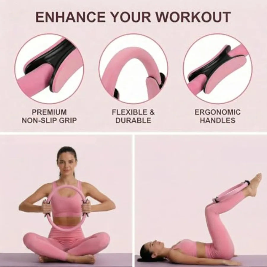 18PCS Ultimate Home Pilates Circle Kit, Professional Pilates Equipment Set with Magic Pilates Ring, Ball and Yoga Mat for Full