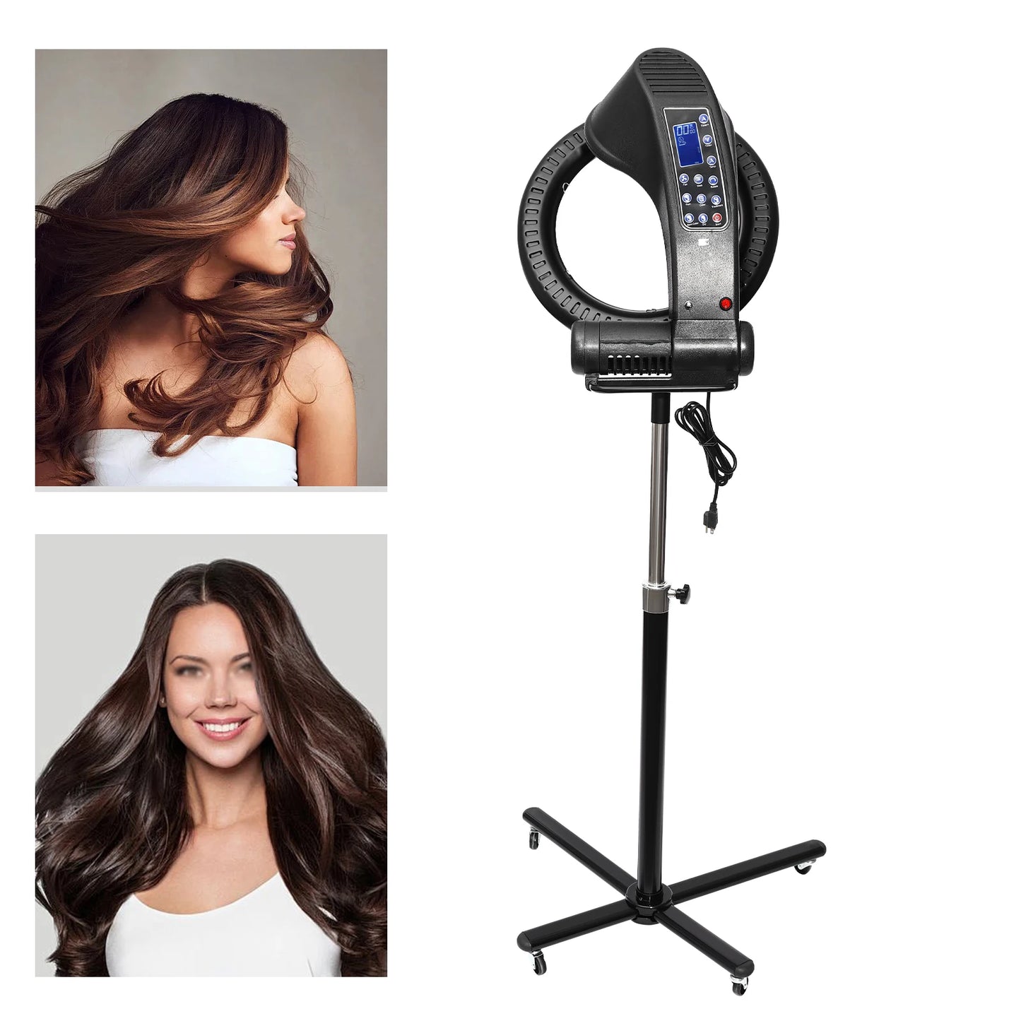 3 in 1 Orbiting Infrared Hair Dryer, Salon Hair Dryer with Digital Screen, Height Adjustable, for Salon Station Spa Home Use