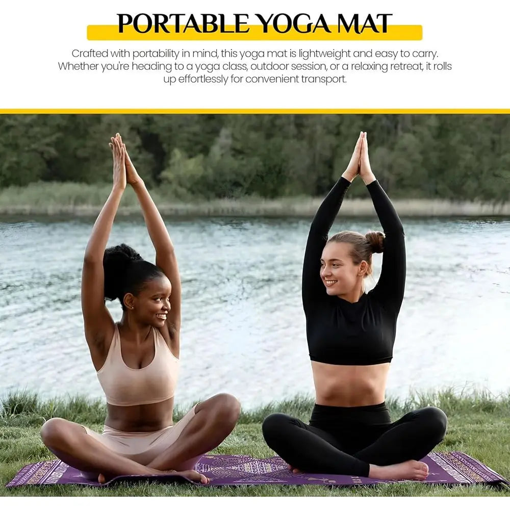 Wide Polyurethane Yoga Mat - 27 x 73 Meditation and Exercise Mat with Premium Non-Slip Surface