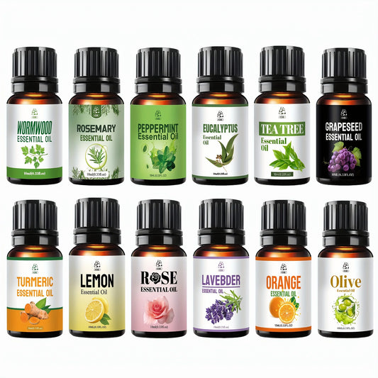 12pc Skin Care Blend Essential Oil - Natural Plant Extract, Used For Massage, Skin Care, Facial, Hair Skin Care Oil, Rich And Long-lasting Fragrance Essential Oil.