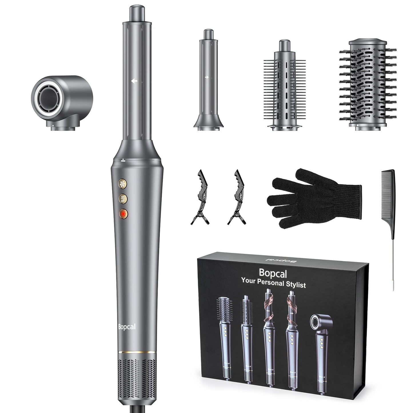 5-in-1 Hair Dryer Airstyler Ion Multistyler Hot Air Brush, 110,000 rpm with 32 mm Automatic Curling Iron, Straightener