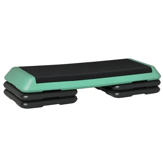 43' Adjustable AeroPlatform Stepper, 3-Level with Risers, 4'6'8', Black/Green, Cardio Fitness Step for Home Gym