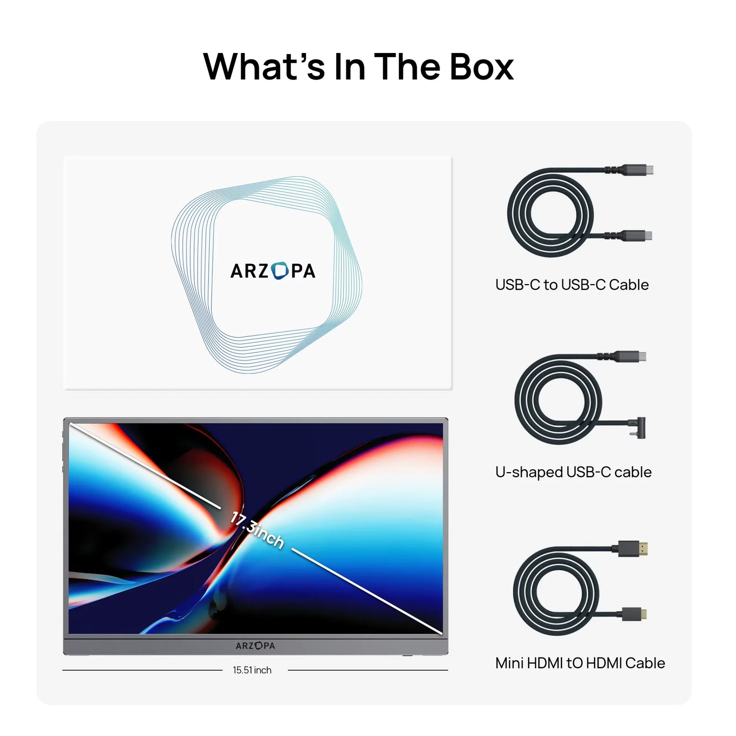 ARZOPA 17.3 inch Portable Monitor FHD-IPS Panel 100% sRGB Second Screen for Laptop for PS/Steam/Deck/Switch/PC/Mac