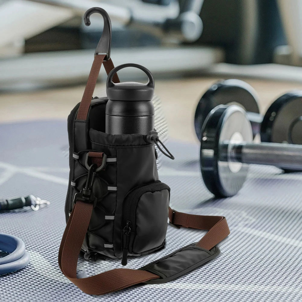 Magnetic Gym Chest Pouch with Bottle Holder Gym Crossbody Bag Gym Bottle Carrier Bag for Gym Sports Travel Carry-on Items