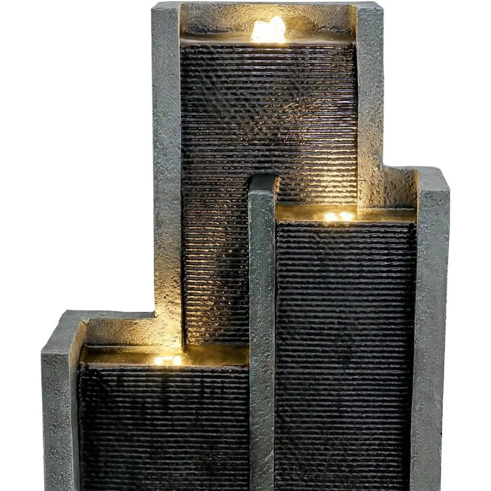 5-Tiers Indoor/Outdoor Garden Water ountain - 50.7inches ern loor-Standing Cascading Water eature - Suitable or Deck, Patio, Por