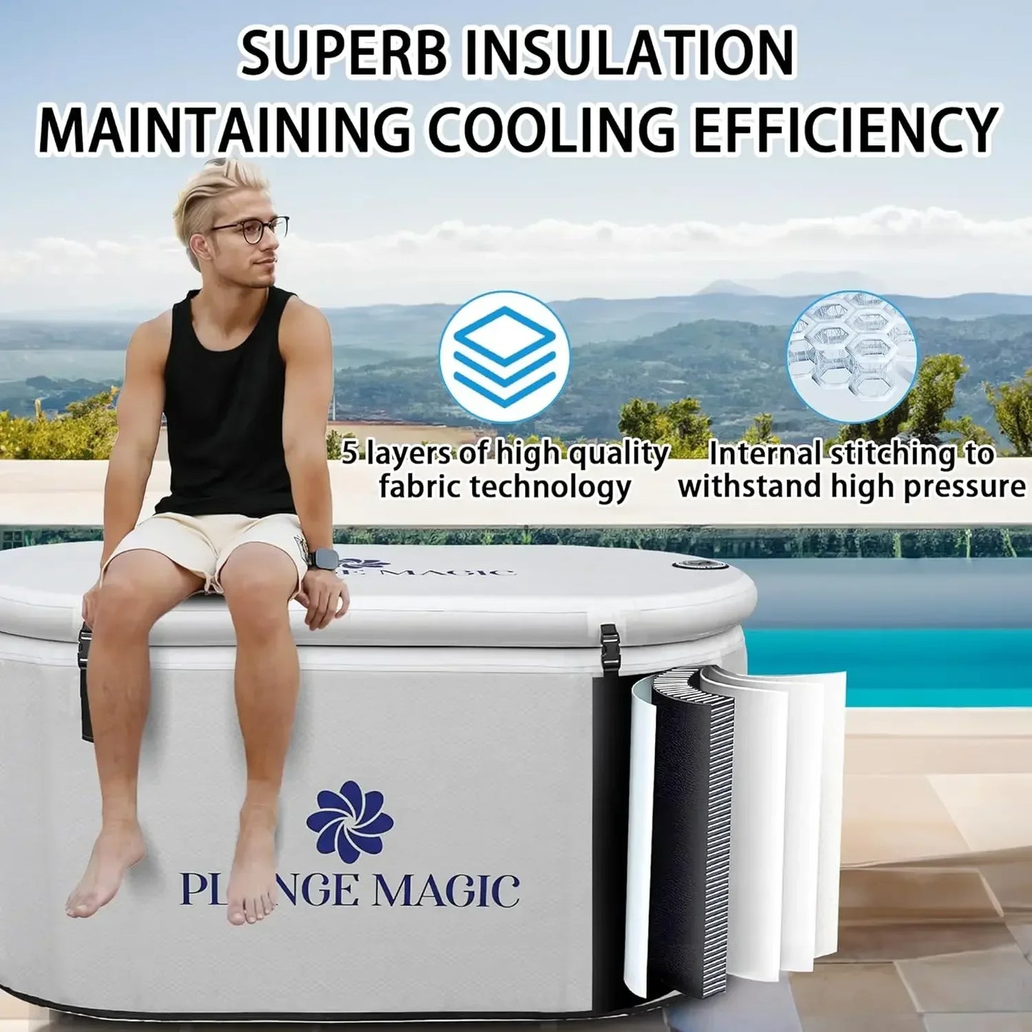 BestsellerBestsellerUltimate Cold Plunge Tub Inflatable Ice Bath Tub With Cover for Athletes Portable & XXL Size, Water Chiller