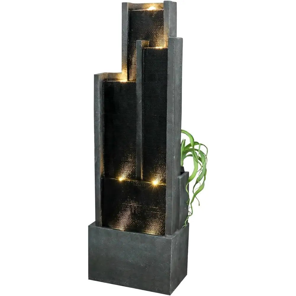 5-Tiers Indoor/Outdoor Garden Water ountain - 50.7inches ern loor-Standing Cascading Water eature - Suitable or Deck, Patio, Por