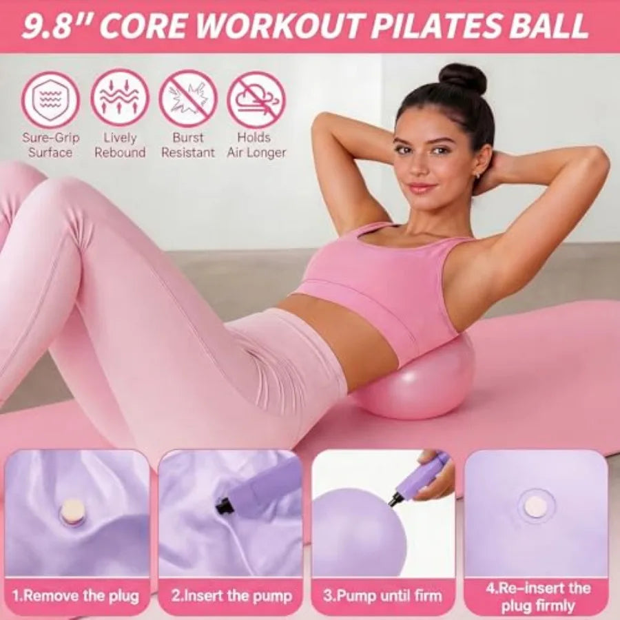18PCS Ultimate Home Pilates Circle Kit, Professional Pilates Equipment Set with Magic Pilates Ring, Ball and Yoga Mat for Full