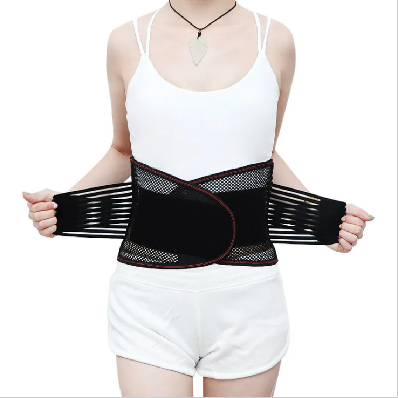 ‌Breathable Mesh Lumbar Support Belt with Self-Heating for Summer Fitness, Elderly & Adult Waist Pain Relief