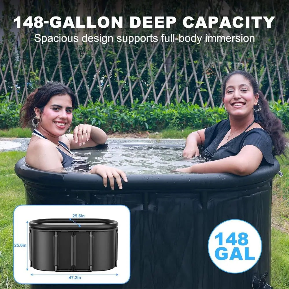 Upgraded 148Gal XXL Oval Ice Bath Tub for Athletes, 7 Layered Portable Cold Plunge Tub with Insulated Lid and Travel Bag, Inflat