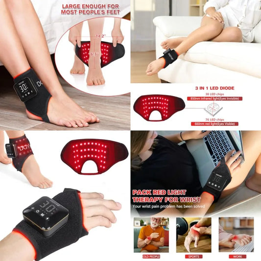 4000mAh Cordless Red Light Therapy for Ankle, Portable Infrared Light Therapy for Wrists Light with 660nm and 850nm NIR Light,