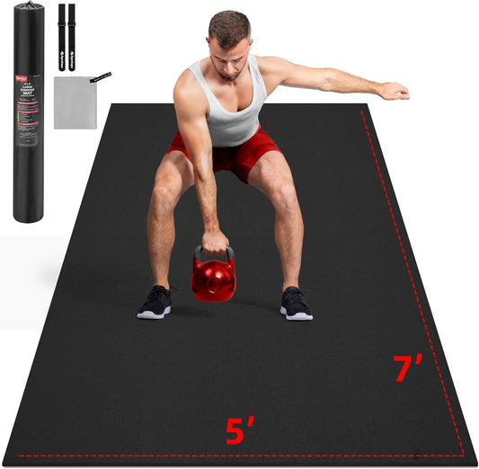 Extra Large Exercise Mat, 10'x6'/9'x6'/8'x6'/7'x5'/6'x4'(8mm) Thick for Home Gym & Garage Flooring, High-Density
