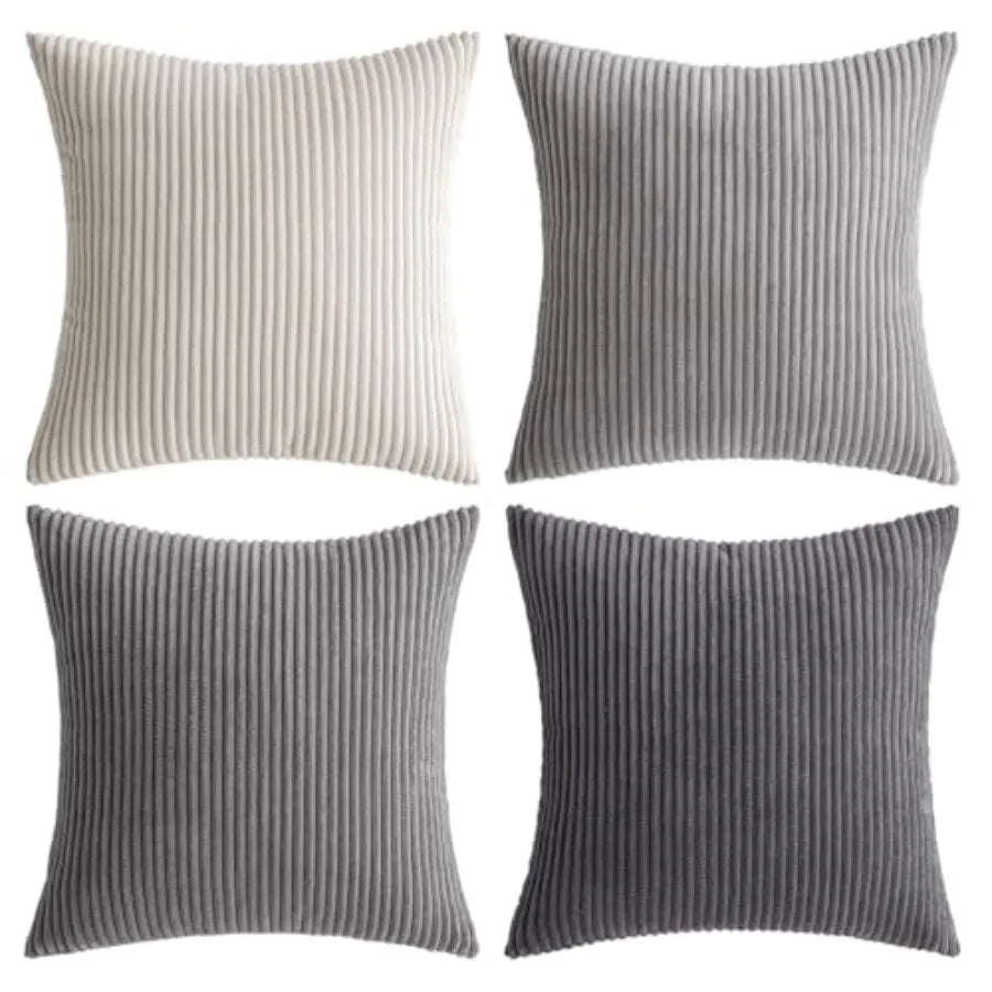 Boho Farmhouse Throw Pillow Covers 18x18 Inch Set of 4 Mordern Nordic Cushion Covers Soft Corduroy Spring Home Decor for Couch