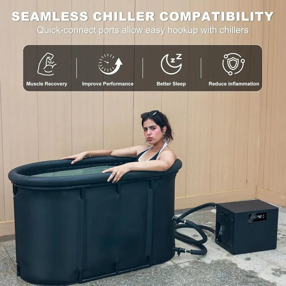 Upgraded 148Gal XXL Oval Ice Bath Tub for Athletes, 7 Layered Portable Cold Plunge Tub with Insulated Lid and Travel Bag, Inflat