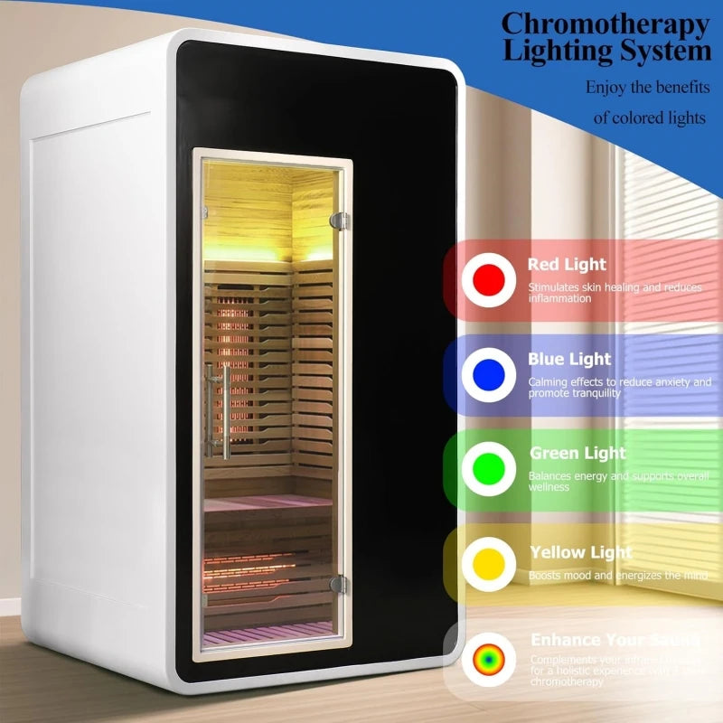 Full Spectrum Infrared Sauna for 2 Person WiFi Control Outdoor Canadian Hemlock Wood Home Spa Saunas with 6 Heating Elements