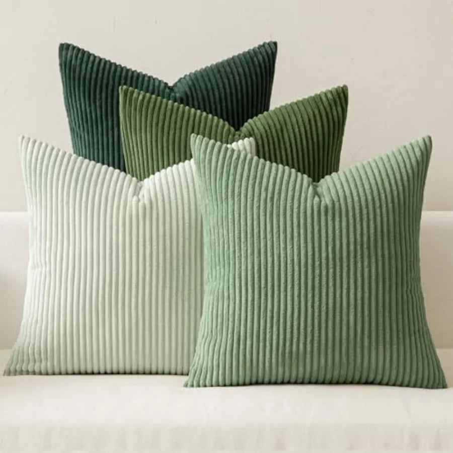Boho Farmhouse Throw Pillow Covers 18x18 Inch Set of 4 Mordern Nordic Cushion Covers Soft Corduroy Spring Home Decor for Couch