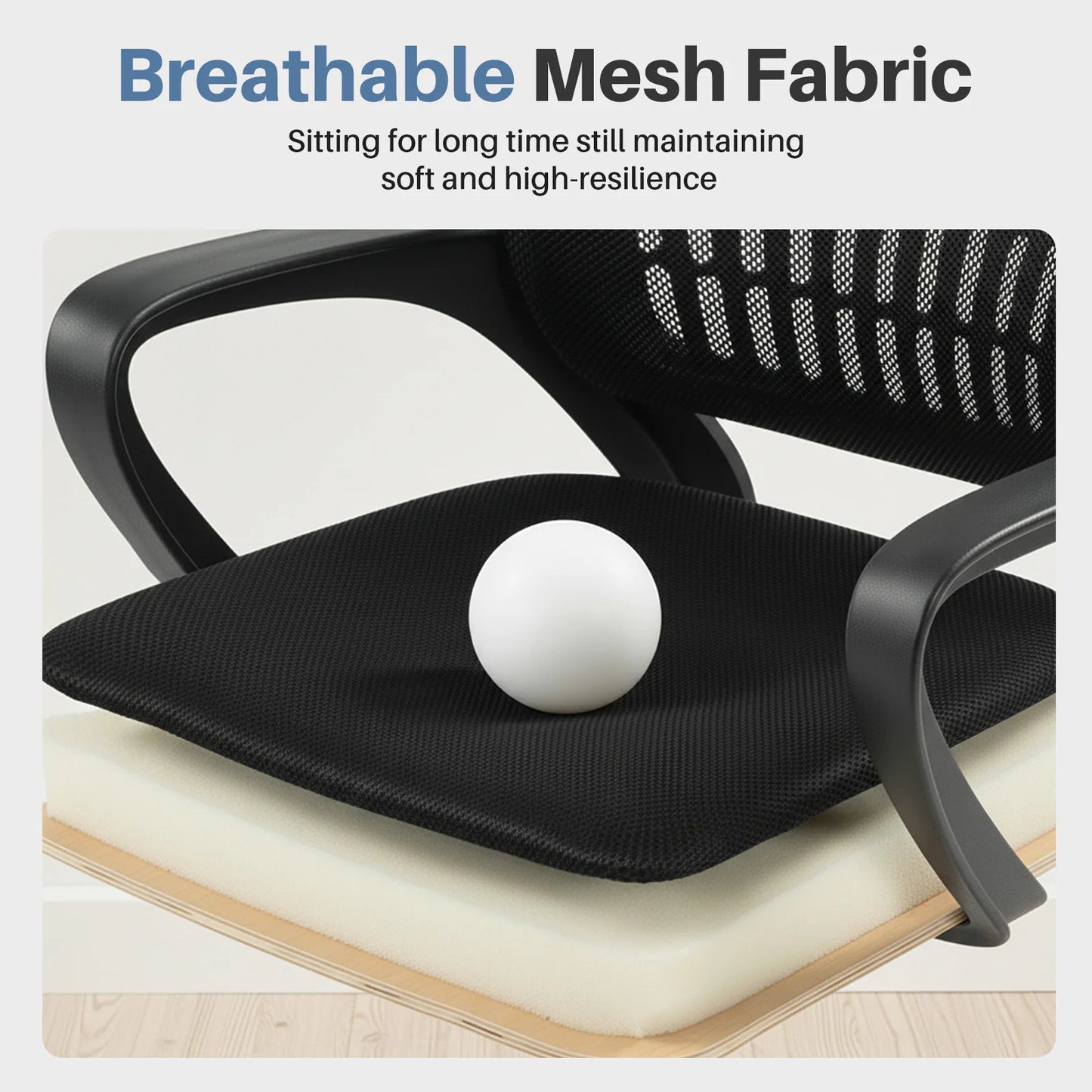 JHK Ergonomic Mesh Fixed Armrest Office Computer Chair Adjustable Swivel Mid-Back Computer Desk Chair with Lumbar Support