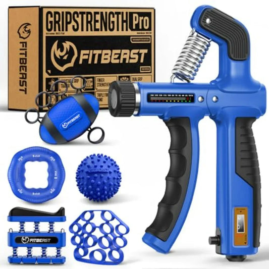 6-Pack Adjustable Resistance Hand Gripper Strengthener Kit with Forearm Exerciser and Massage Balls for Hand Therapy and Grip T