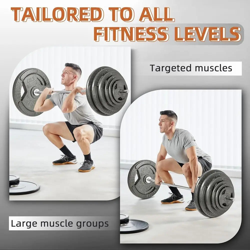 1-Inch Cast Iron Weight Plates for Strength Training and Weightlifting, 35LB, 70LB, 120LB