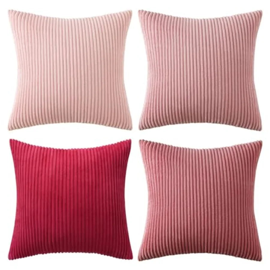 Boho Farmhouse Throw Pillow Covers 18x18 Inch Set of 4 Mordern Nordic Cushion Covers Soft Corduroy Spring Home Decor for Couch