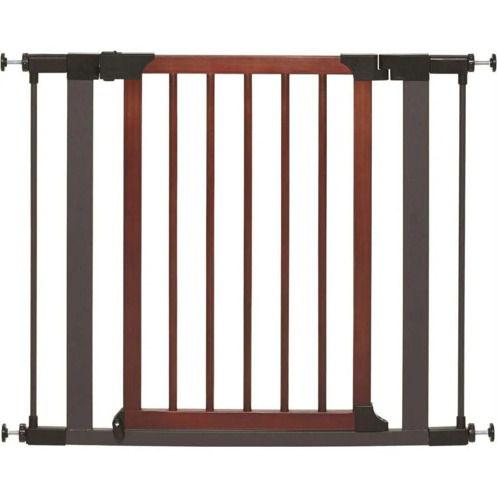 29-Inch Adjustable Pet Gate with Wood Door, Expands to 38 Inches Wide for Secure Home Use