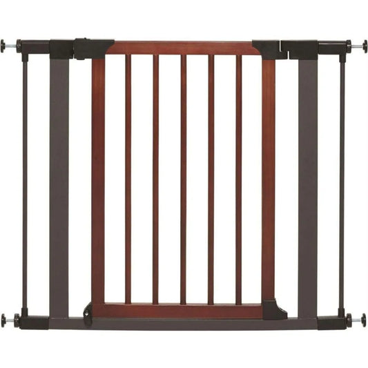 29-Inch Adjustable Pet Gate with Wood Door, Expands to 38 Inches Wide for Secure Home Use