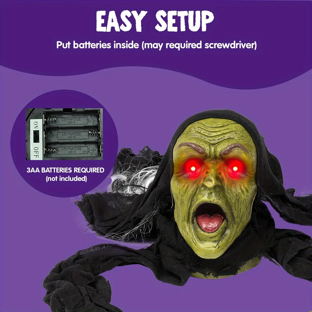 Halloween Decoration Outdoor Zombie Groundbreaker Halloween Outside Zombie Decor with Sound and Flashing Eyes, Scary Groundbreaker for Yard Lawn Graveyard Decorations