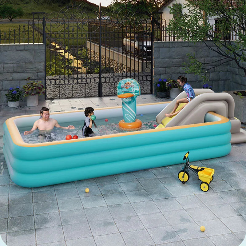 Outdoor Hot Tubs 102 by 63 by 22 Extra Large Family Inflatable Swimming Pool Above Ground for Backyard