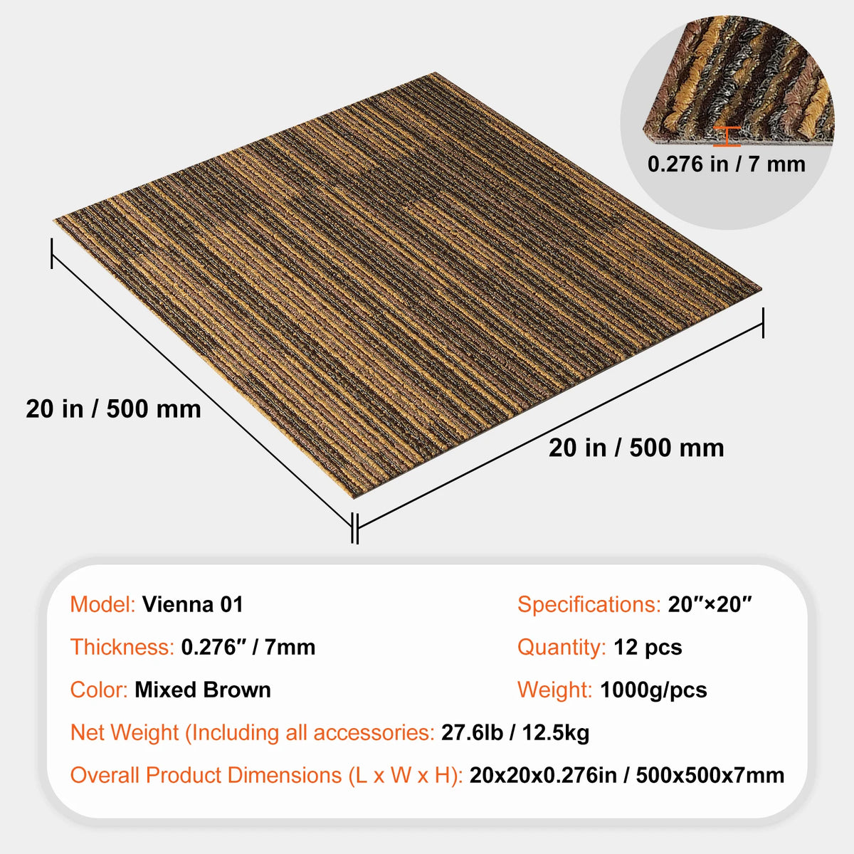 SucceBuy Carpet Tiles Reusable 24"x 24"Carpet Squares With Padding Attached Soft Padded Carpet Tiles Easy Install DIY for Bedroo