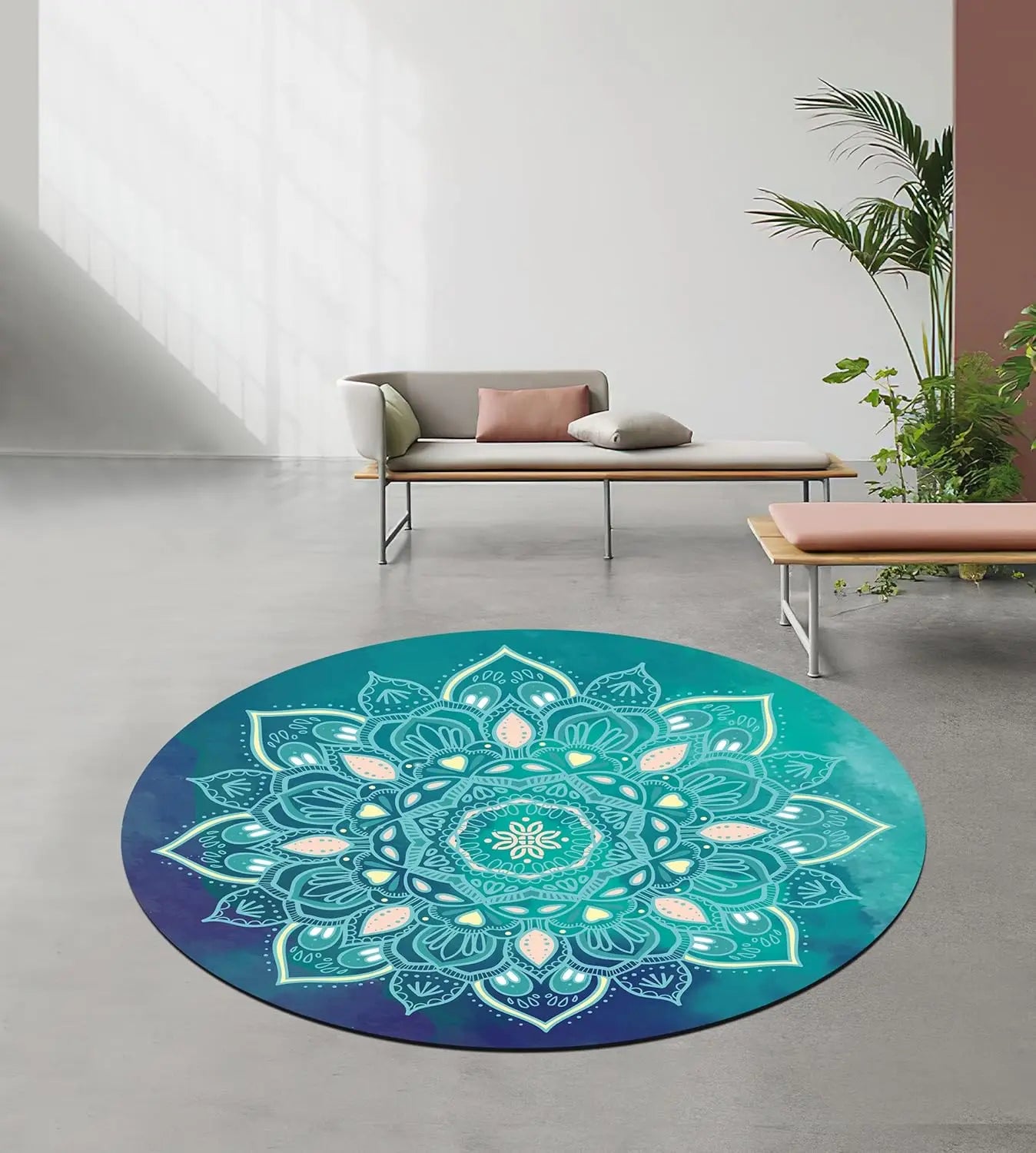 Pilates Mat Round Oversize Yoga Mat Suede Rubber Non-Slip Dia 140cm