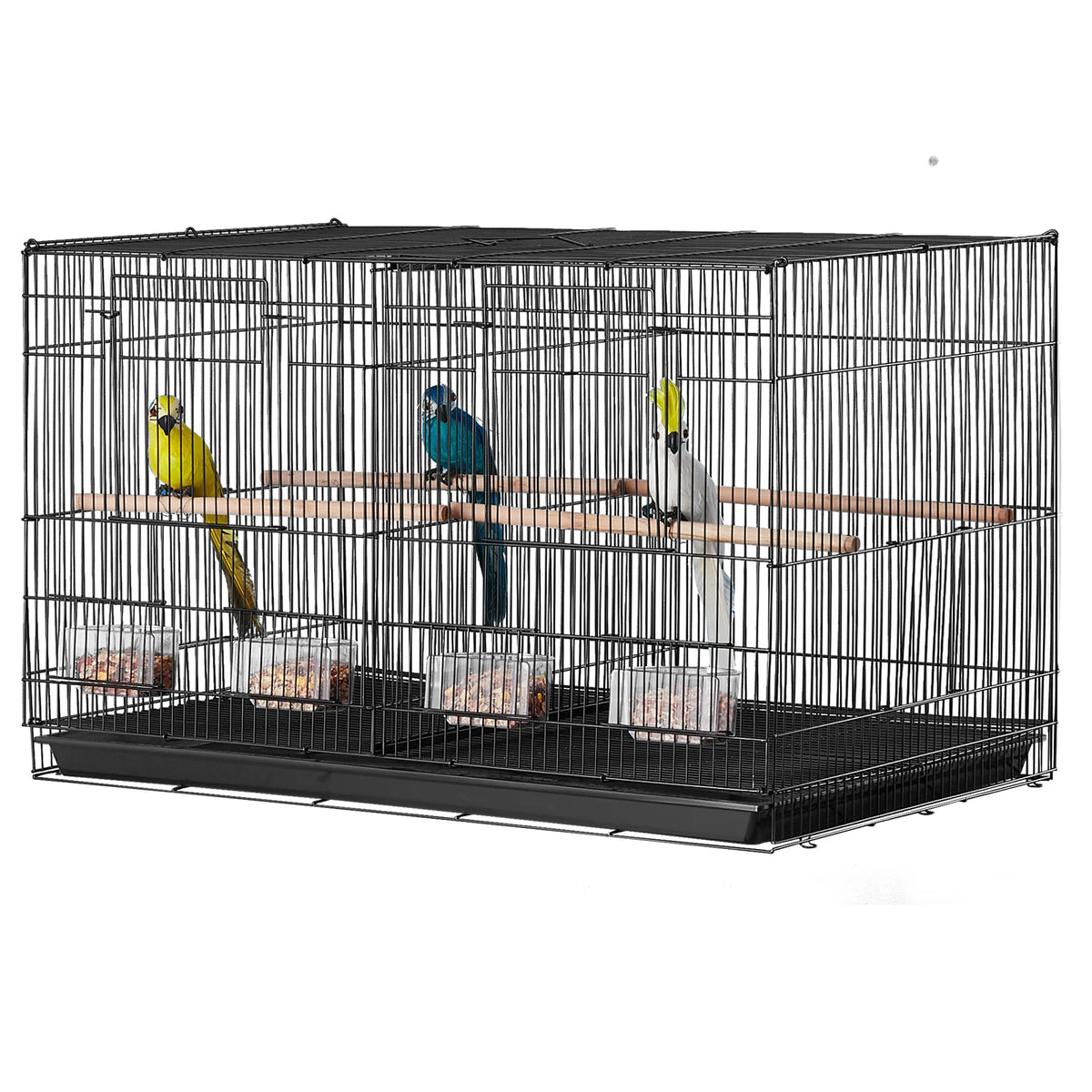 SucceBuy 30Inch Flight Bird Cage Stackable Divided Small Animal Cage for Kinds of Birds Pet Travel Birdcage with Handle Perches
