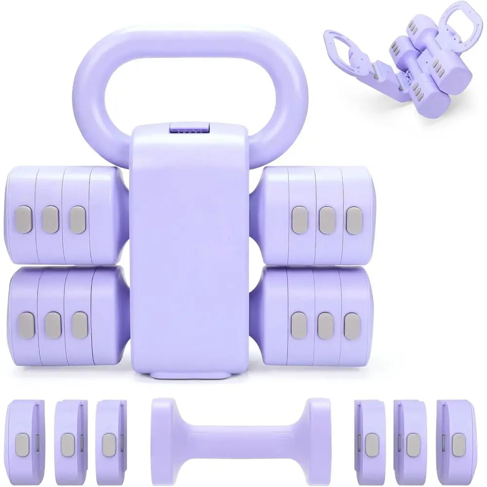 Versatile 2-in-1 Kettlebell & Dumbbells Set, 4-in-1 Adjustable Weights, 2 Sets of 2.2 to 5.5 lbs for Women's Home Fitness Traini