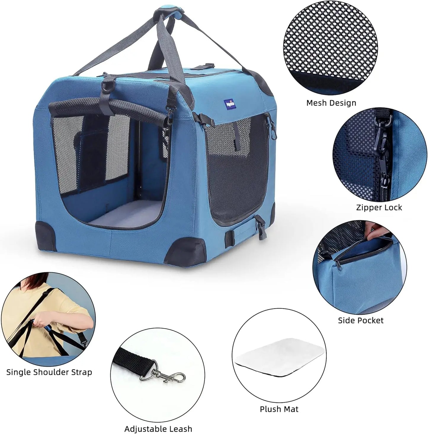 Portable Collapsible Pet Crate with Blanket and Bowl for Indoor Outdoor Travel