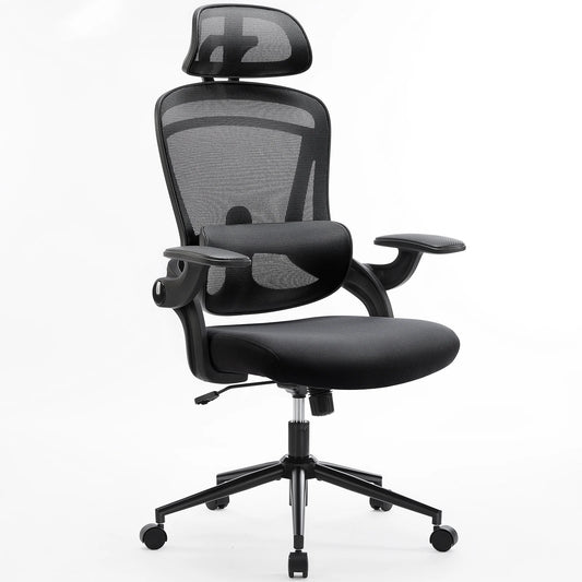 JHK Ergonomic Mesh Adjustable Lumbar Support Office Chair 120°Tilt High Back Comfortable Computer Chair with Soft Flip Up Arms