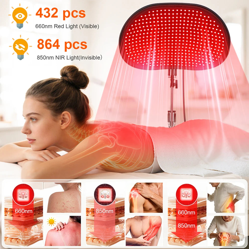 Astarexin Red Light Therapy for Face Body, 2-in-1 Infrared 432 LEDs Light Therapy with 660nm & 850nm Near Redlight Device Large Panel with Remote Stand Timer