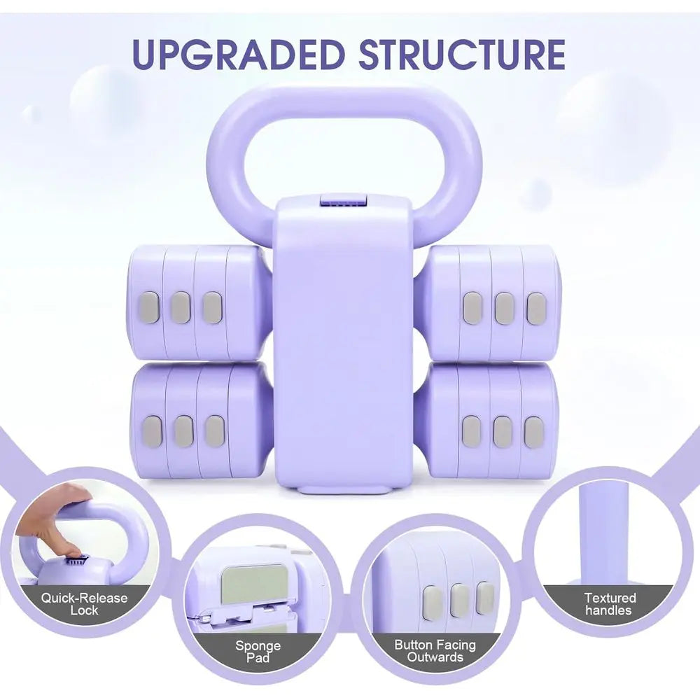 Versatile 2-in-1 Kettlebell & Dumbbells Set, 4-in-1 Adjustable Weights, 2 Sets of 2.2 to 5.5 lbs for Women's Home Fitness Traini