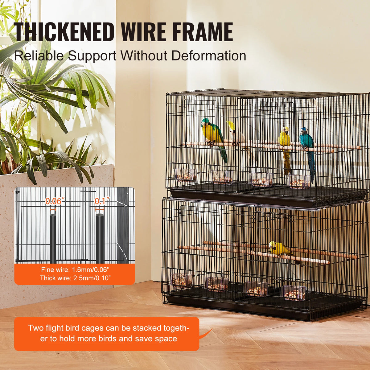 SucceBuy 30Inch Flight Bird Cage Stackable Divided Small Animal Cage for Kinds of Birds Pet Travel Birdcage with Handle Perches